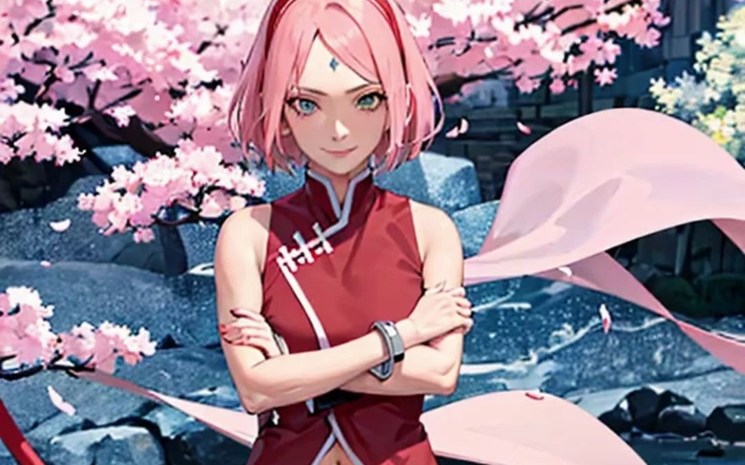 【火影忍者】 "总是表现得像个只知道一件事的傻瓜…" 春野樱 ai绘画