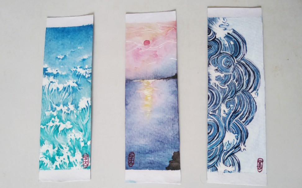 【水彩书签】画画大海的书签趴6138898969 09 6889