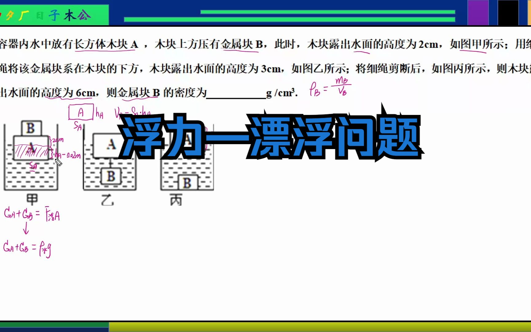 浮力—漂浮问题哔哩哔哩bilibili