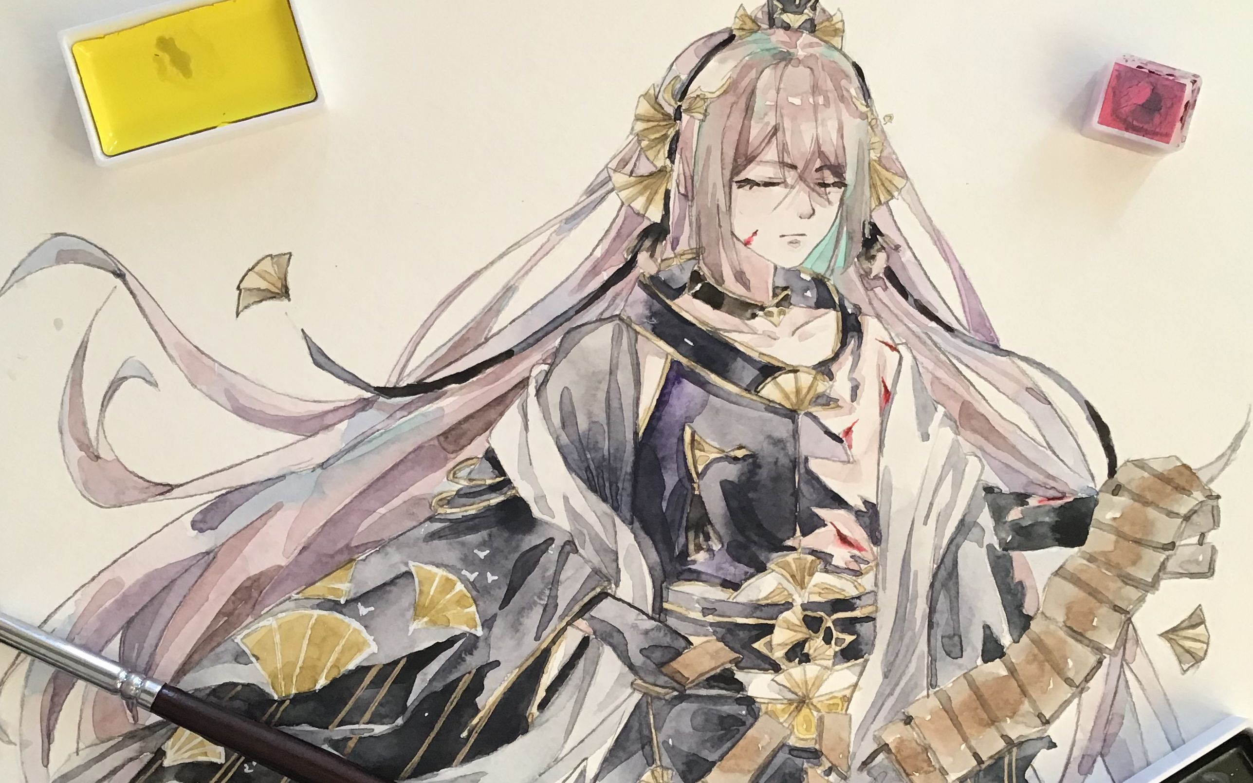 水彩同人诗礼银杏水彩过程