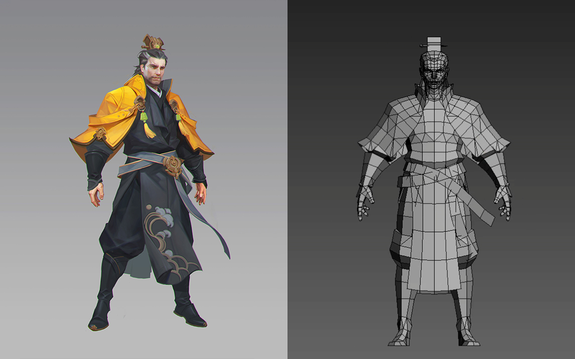 【3dmax】古代武将人物模型制作讲解,3d古风角色建模布线教学