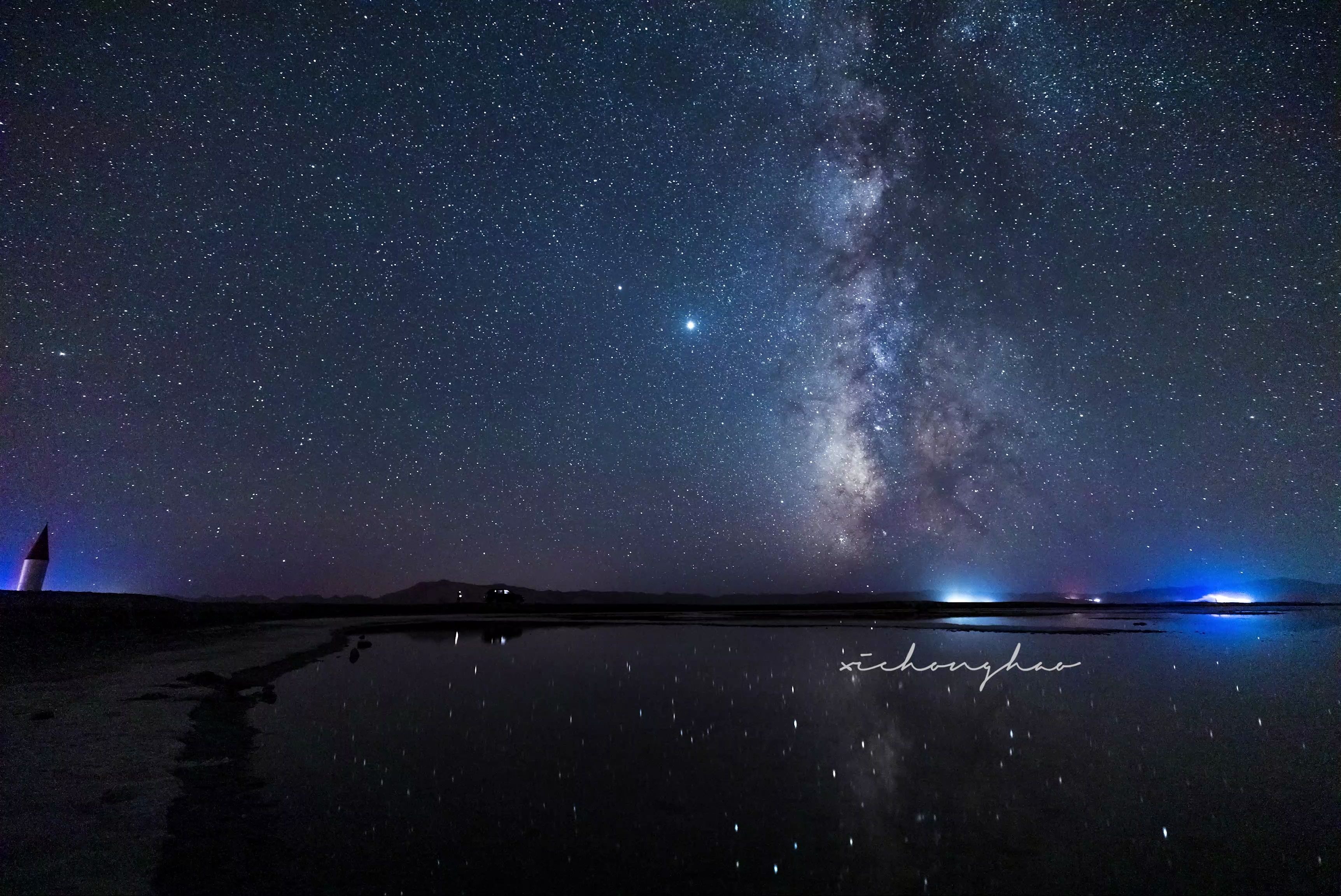 活动作品4k唯美星辰夜幕下的翡翠湖星空