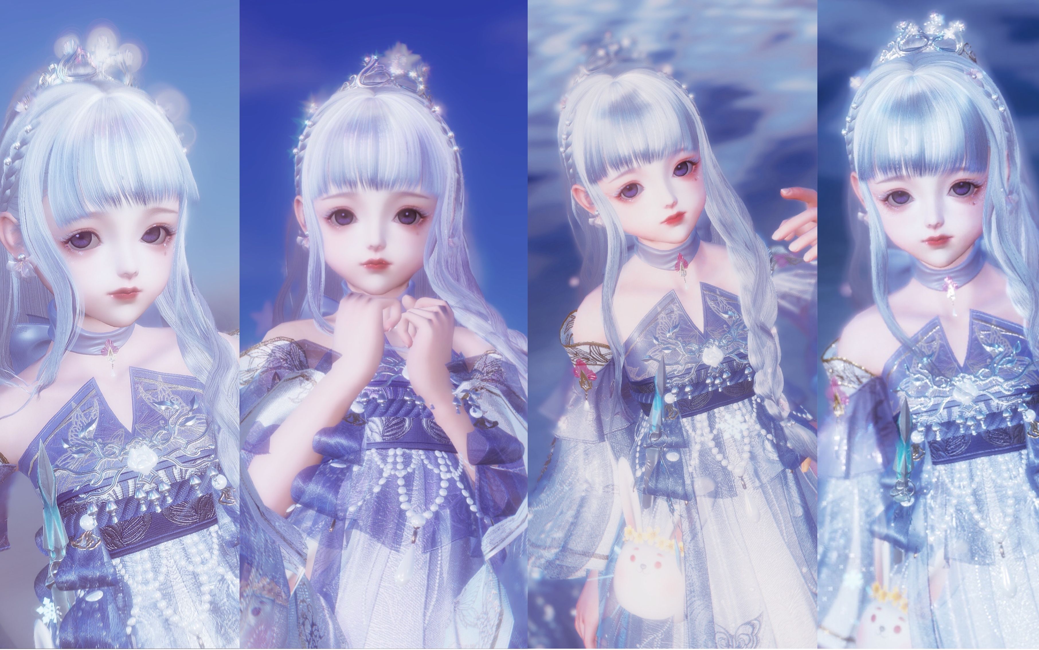 【剑网3】萝莉银灰发·楹香雪·花萝时装展示·成衣校服搭配参考