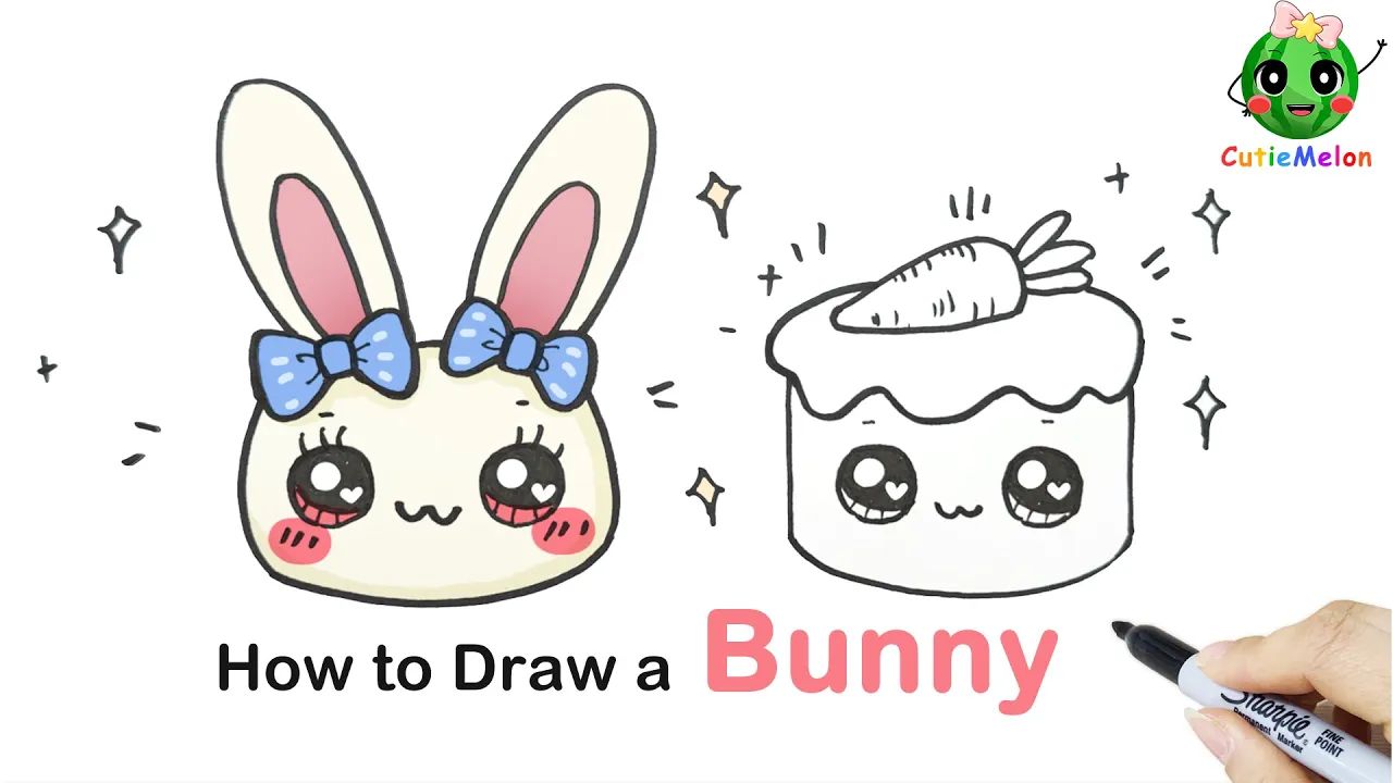 儿童简笔画卡通兔子 How to Draw A Funny Spring Animal|Cute Bunny|Easy Drawings for kids【西瓜哔哩哔哩bilibili