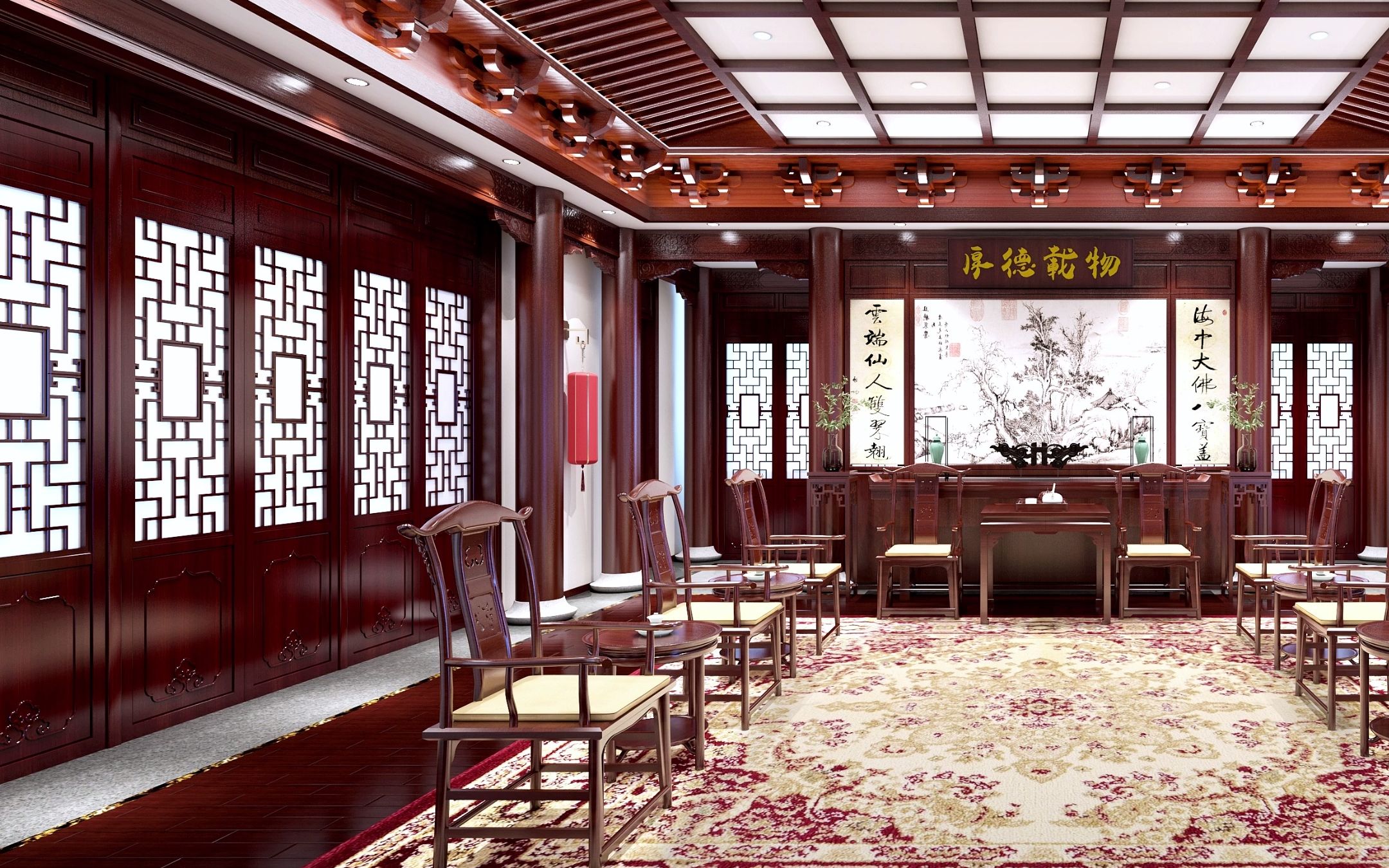 北京中式办公室装修#中式办公接待室#豪华中式会客厅装修#中式别墅会