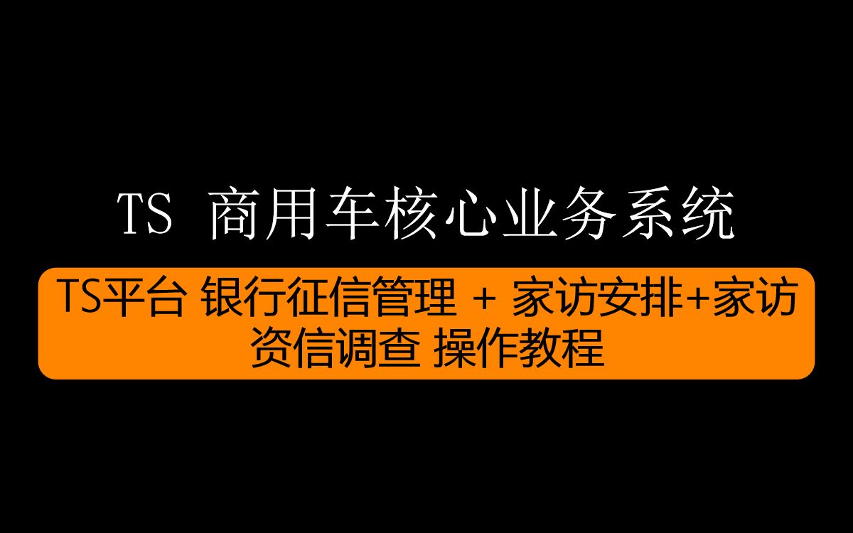 TS平台 银行征信管理+家访安排+家访资信调查 操作教程哔哩哔哩bilibili