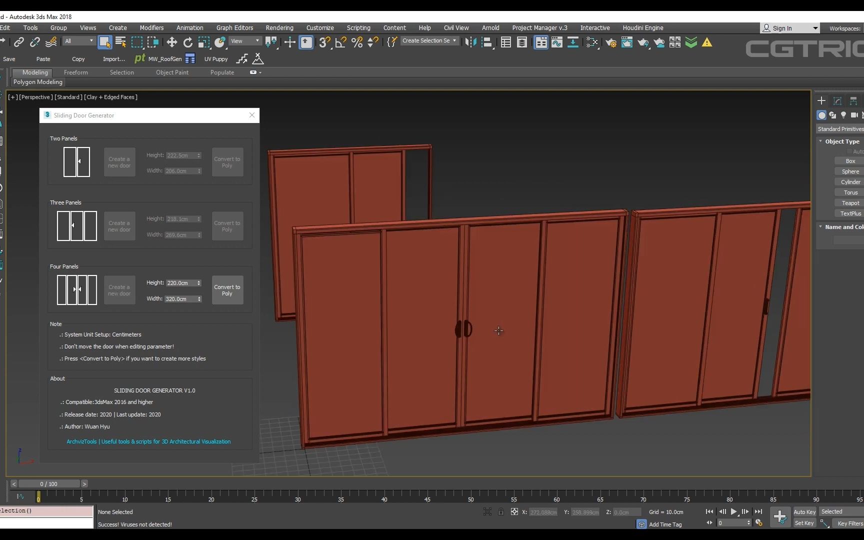 (免费下载)3dmax2018推拉门脚本