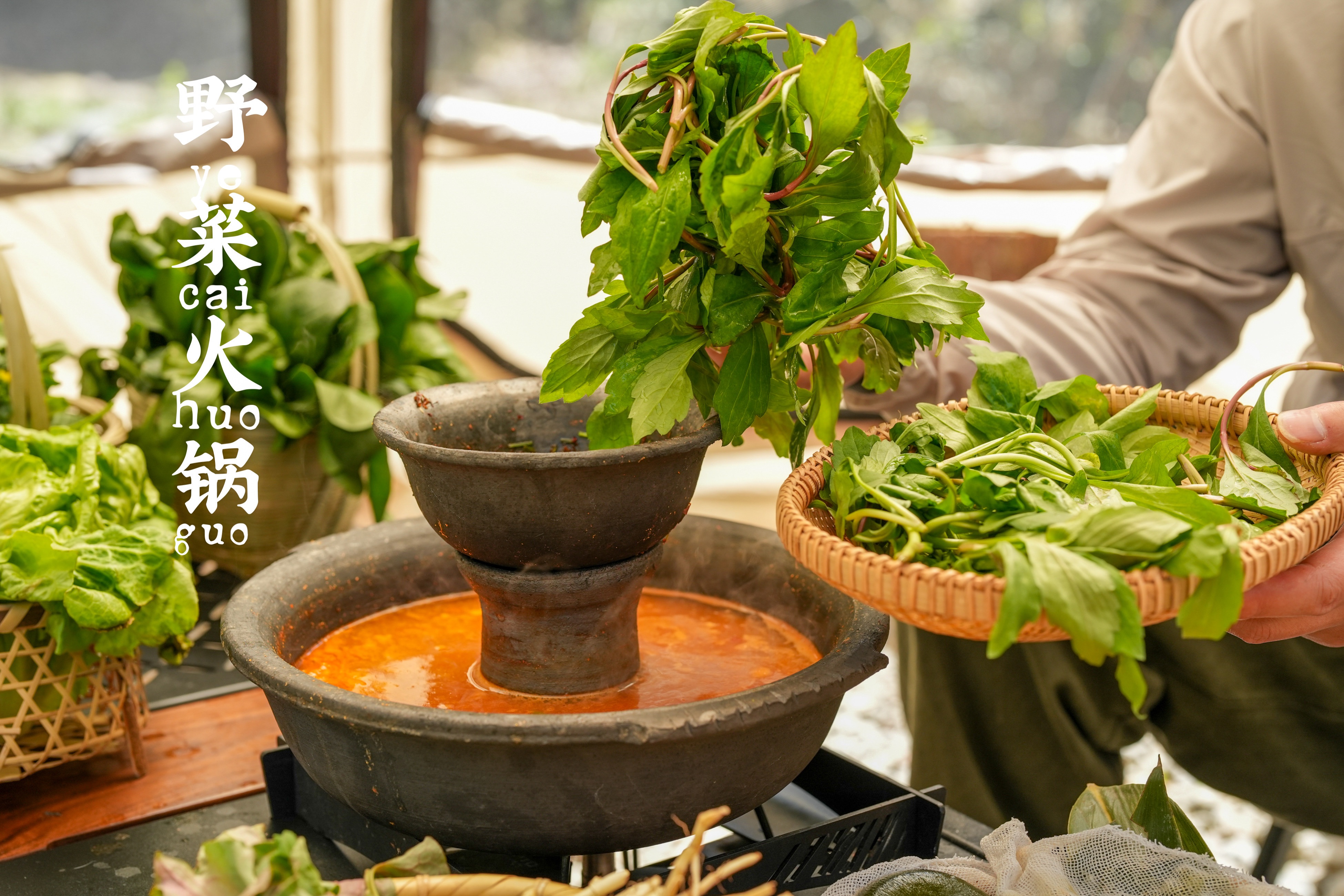 山野纪美食|野菜火锅,搭配酸汤酸汤绝了!