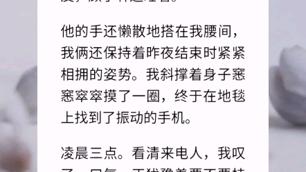 凌晨三点.看清来电人,我叹了一口气,正犹豫着要不要挂断,身后的人就醒了.顾子轩从后面环住我,将头埋在我腰间轻蹭,慵懒地问,「谁的电话?」...