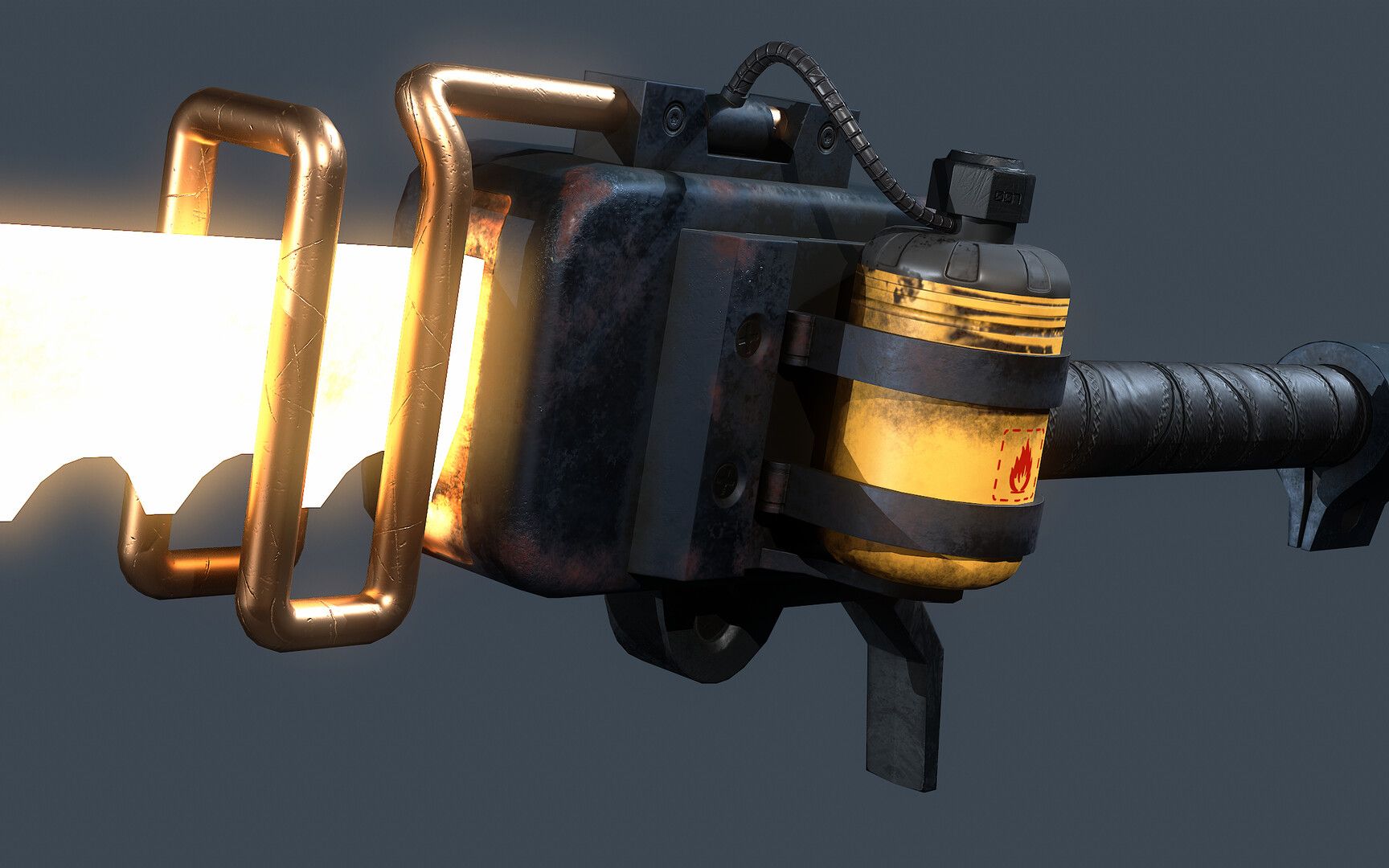 maya武器建模:次世代武器"电锯"高模制作,模型布线/高模雕刻/材质渲染