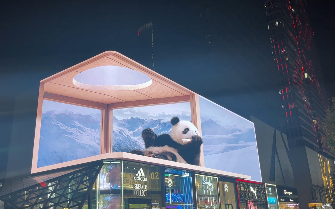 成都超震撼裸眼3d!屏幕大熊猫呼之欲出,逼真程度有如身临其境