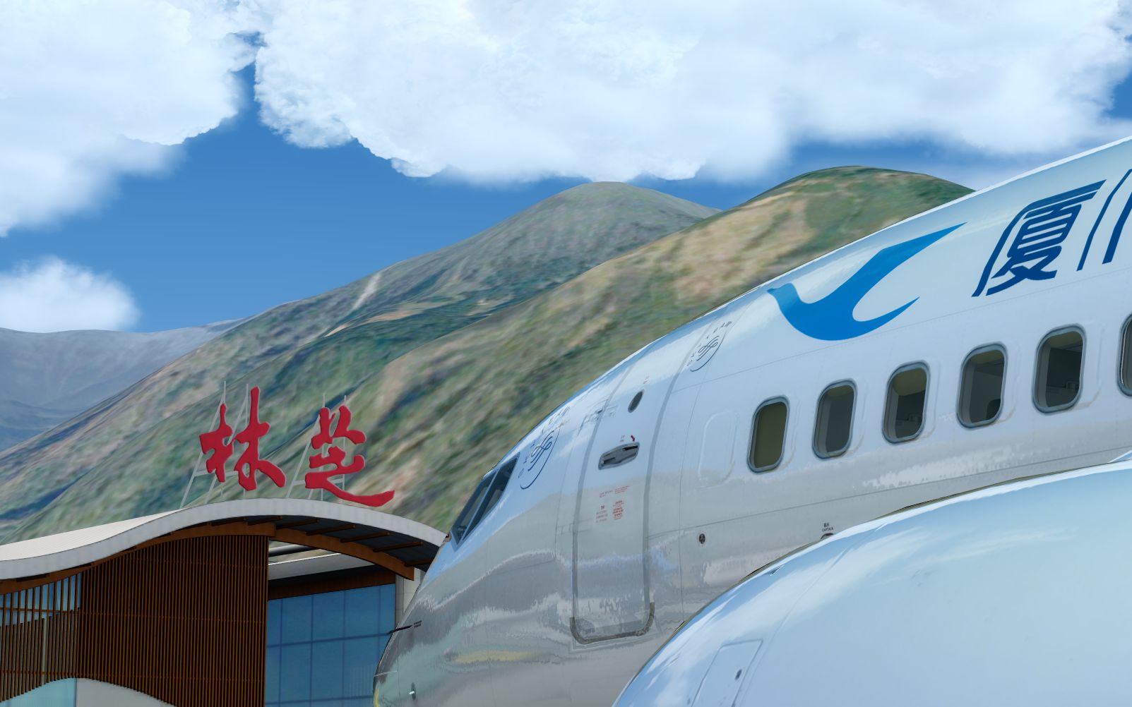 [p3dv4]b737林芝米林机场落地(模拟飞行)