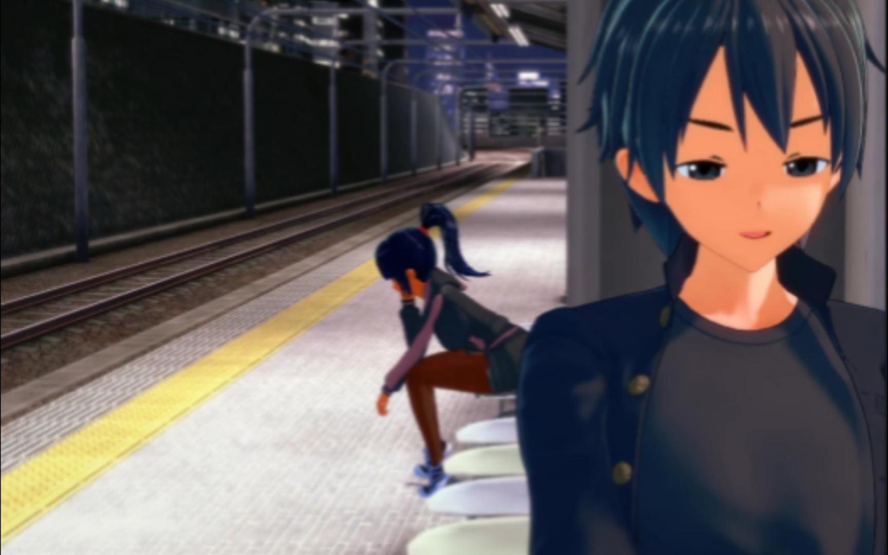 候车室附身美女