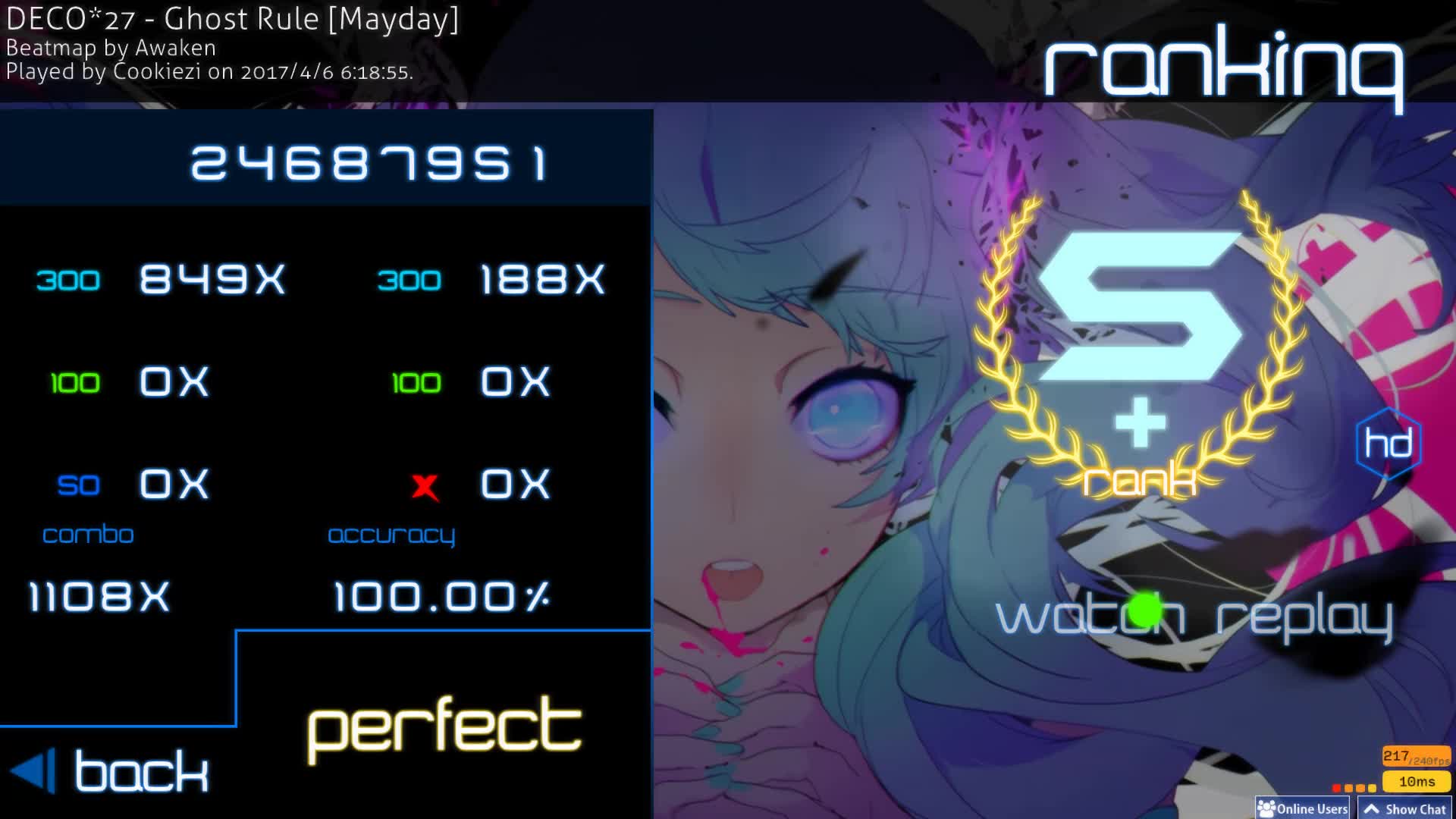【cookiezi / osu!】deco*27 - ghost rule [mayday]  hd丨8★ 100%丨