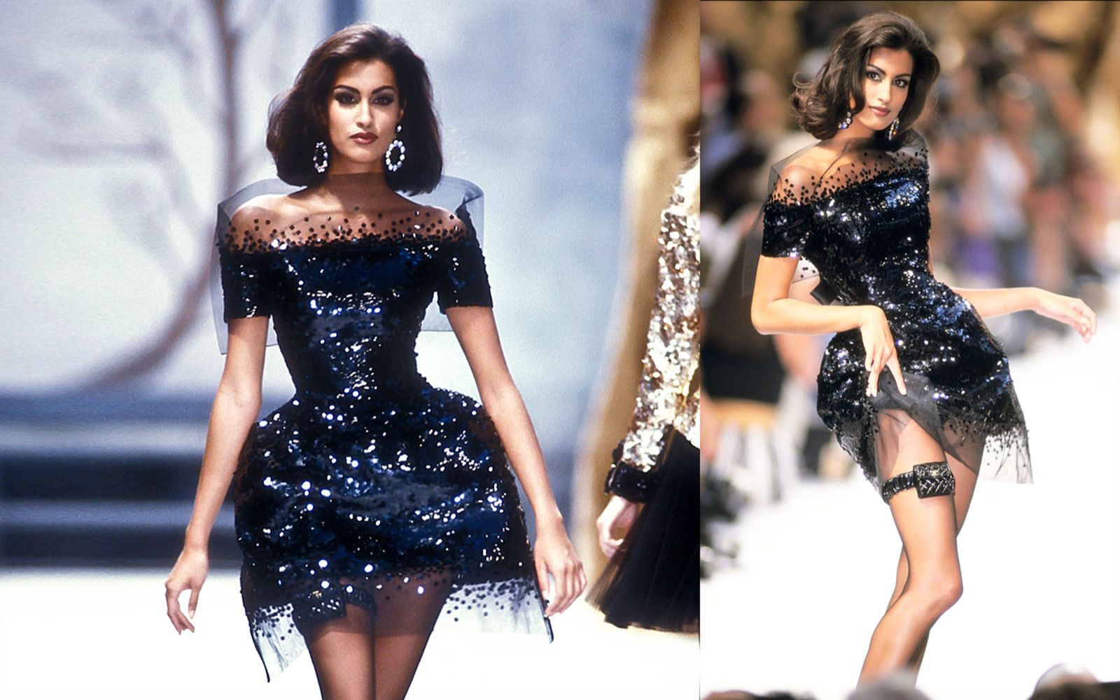 [图]“原来30多年前的香奈儿高定是这样的”【黑金山茶花】Yasmeen Ghauri × CHANEL Haute Couture Fall Winter 1991