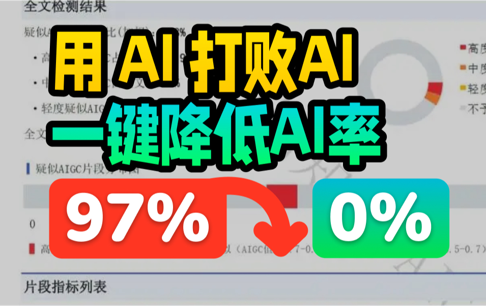 毕业论文AIGC率降不下来怎么办,亲测知网AIGC检测率降低方法!!!从97%降到0%哔哩哔哩bilibili