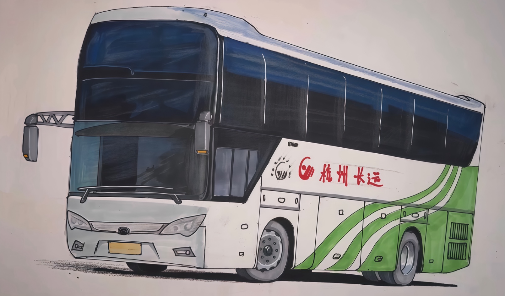 画一台宇通错层客车