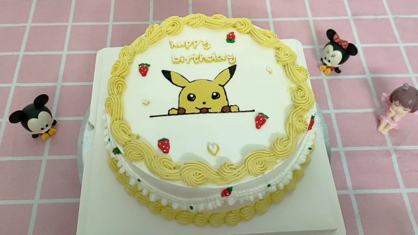 今日份分享可爱简单皮卡丘手绘蛋糕,蛋糕制作