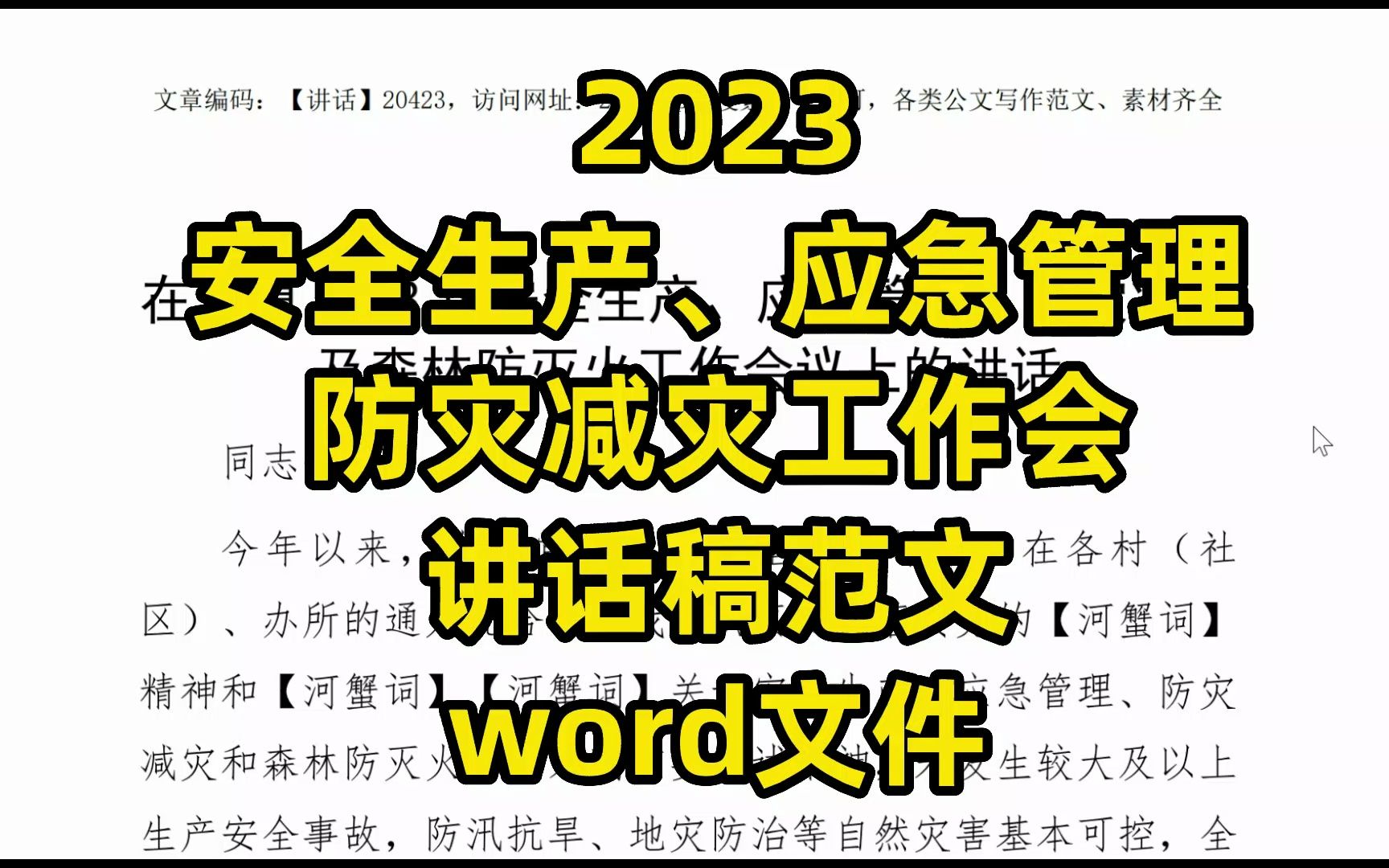 2023年安全生产、应急管理、防灾减灾工作会讲话稿范文,word文件哔哩哔哩bilibili