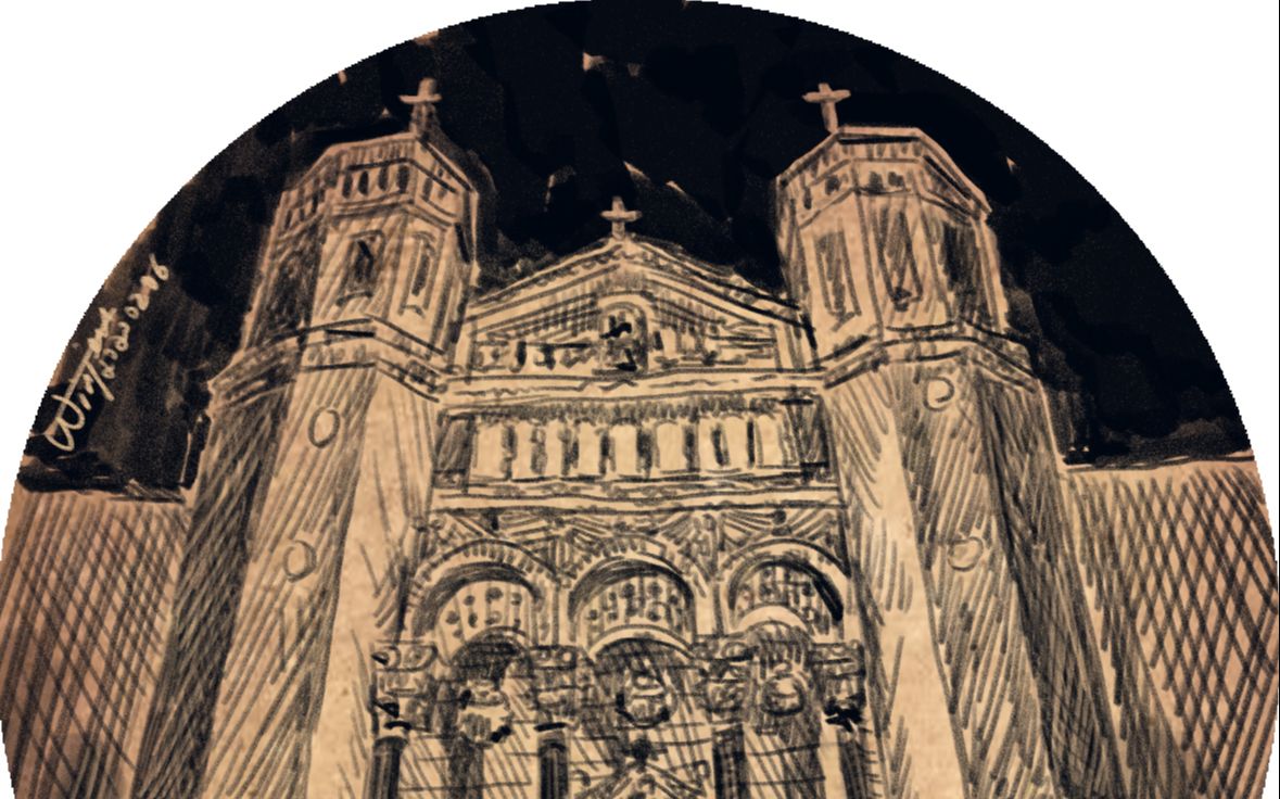 手绘里昂圣母教堂