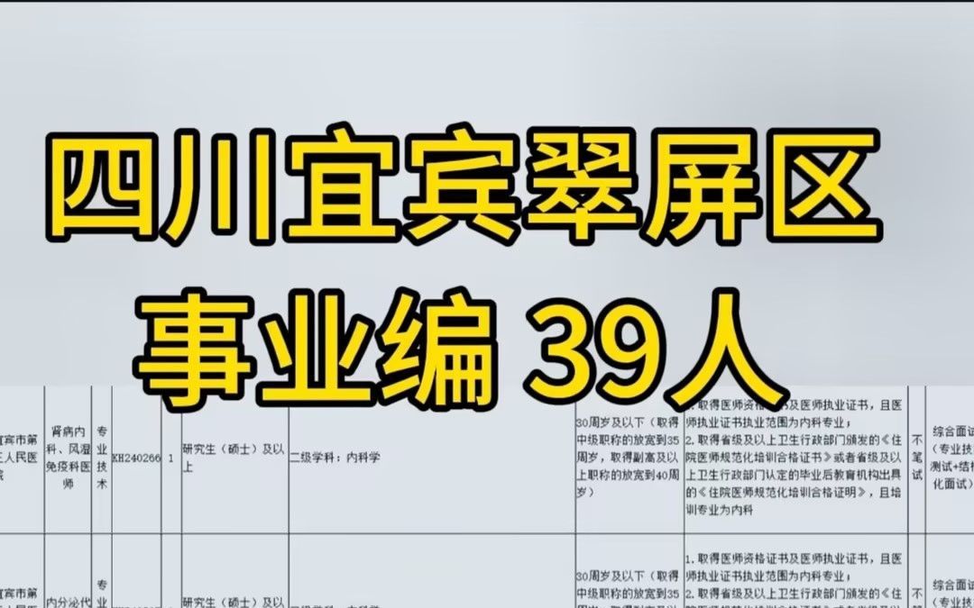 有编制+仅面试,宜宾市翠屏区事业单位招85人哔哩哔哩bilibili