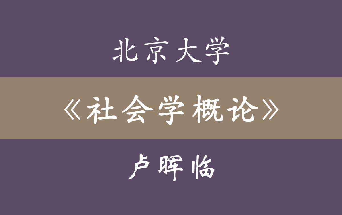 北京大学《社会学概论》卢晖临哔哩哔哩bilibili