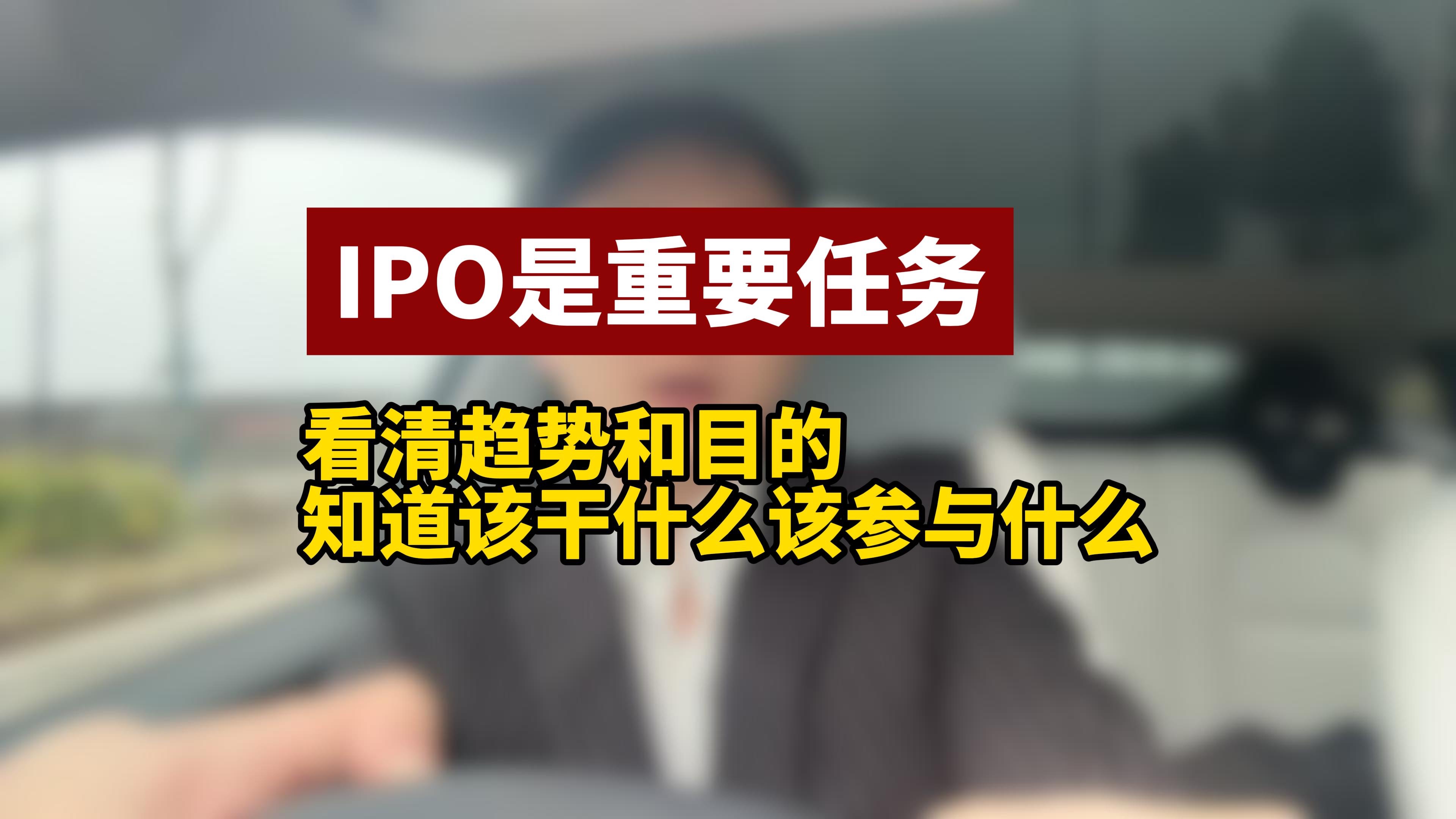 IPO是重要任务 看清趋势和目的 知道该干什么 该参与什么哔哩哔哩bilibili