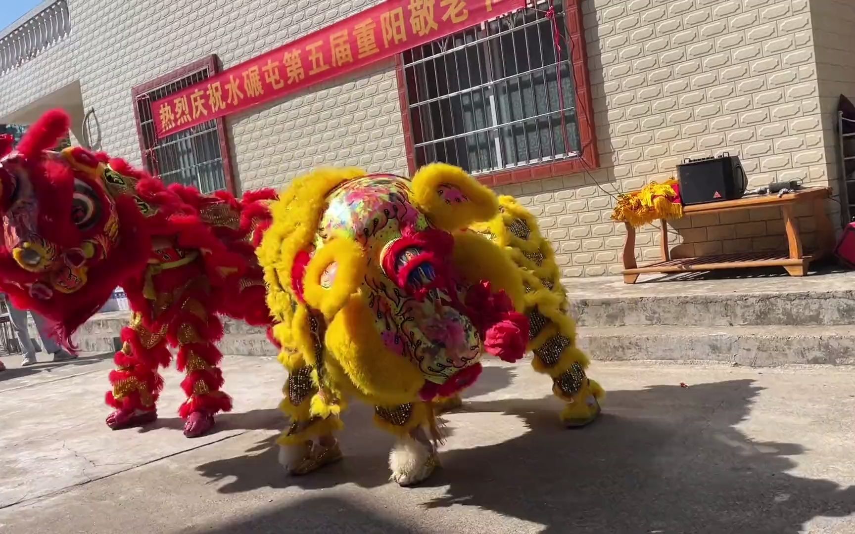 水碾村重阳节尊老敬老活动,醒狮祝老人们健康长寿,现场温馨热闹哔哩哔哩bilibili