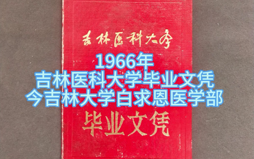 1966年吉林医科大学毕业文凭,原吉林医科大学毕业证,今吉林大学白求恩医学部哔哩哔哩bilibili