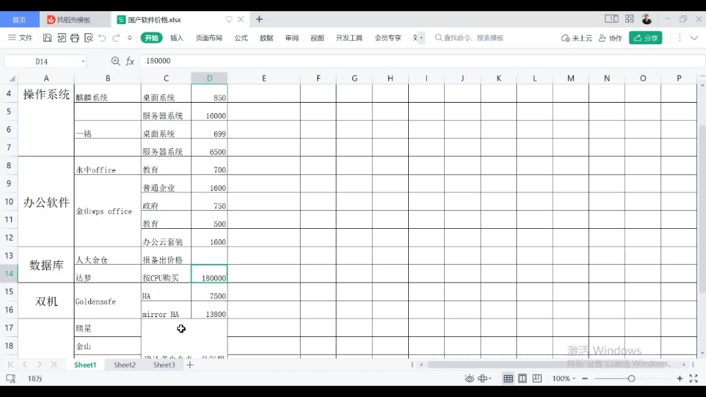 国产软件:统信、麒麟、一铭桌面、服务器操作系统,永中、金山WPS OFFICE办公软件,人大金仓、达梦数据库,Goldensafe双机,瑞星、金山、江民、...