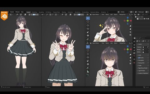 blender4.2二次元动漫女孩制作流程哔哩哔哩bilibili