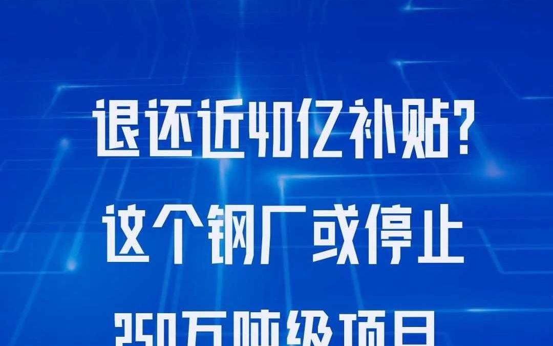 退还近40亿补贴?这个钢厂或停止250万吨级项目哔哩哔哩bilibili