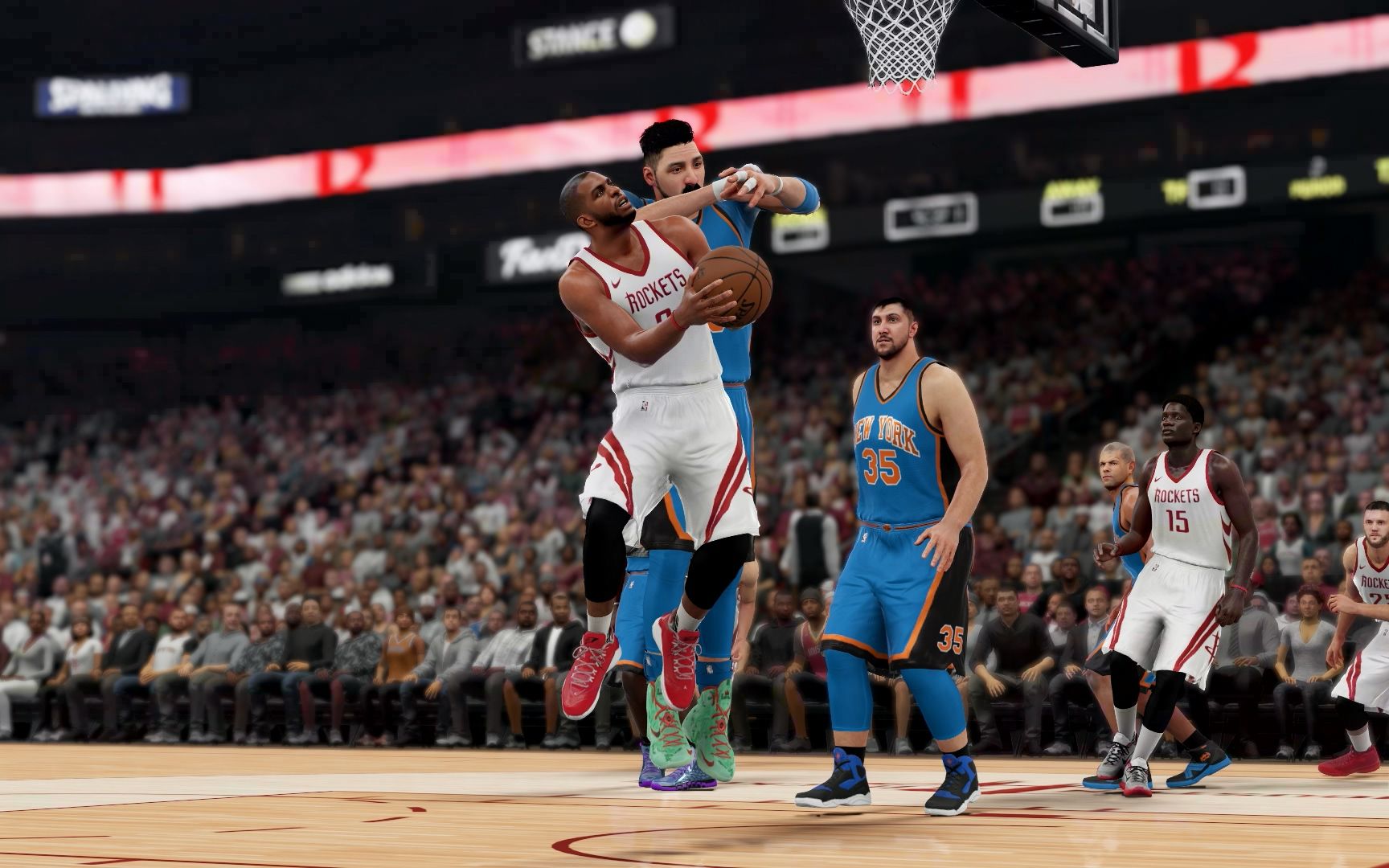 【nba 2k16】保罗滞空拉杆大回环上篮造犯规2 1 尼克斯@休斯顿火箭