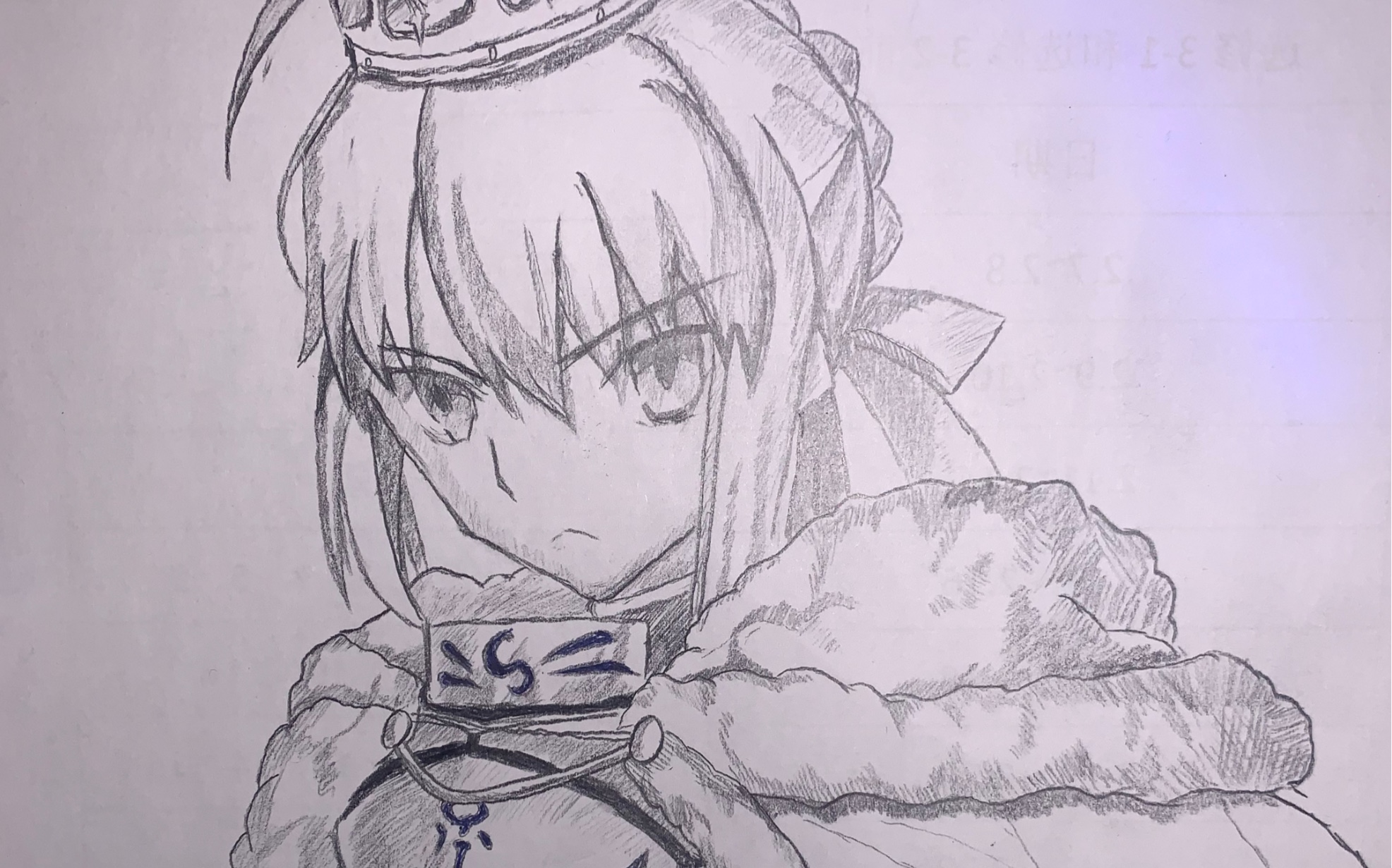 【手绘-阿尔托莉雅】 当你在假期作业单背面画呆毛王