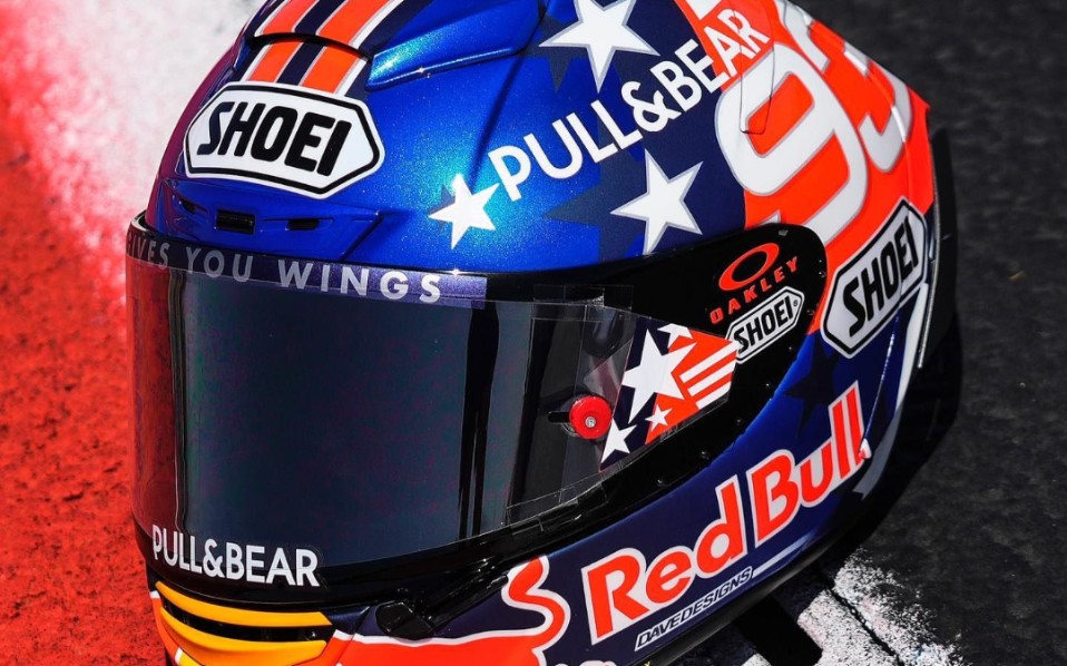 motogp shoei展示马奎斯美国站全新头盔版花
