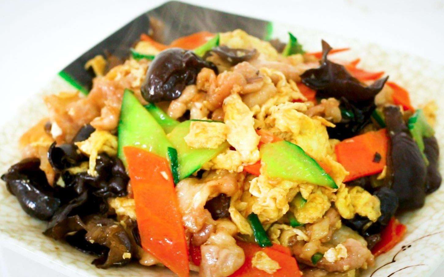 木须肉新做法,12块钱做木须肉,鸡蛋肉黄瓜新做法,那个味真香_哔哩哔哩