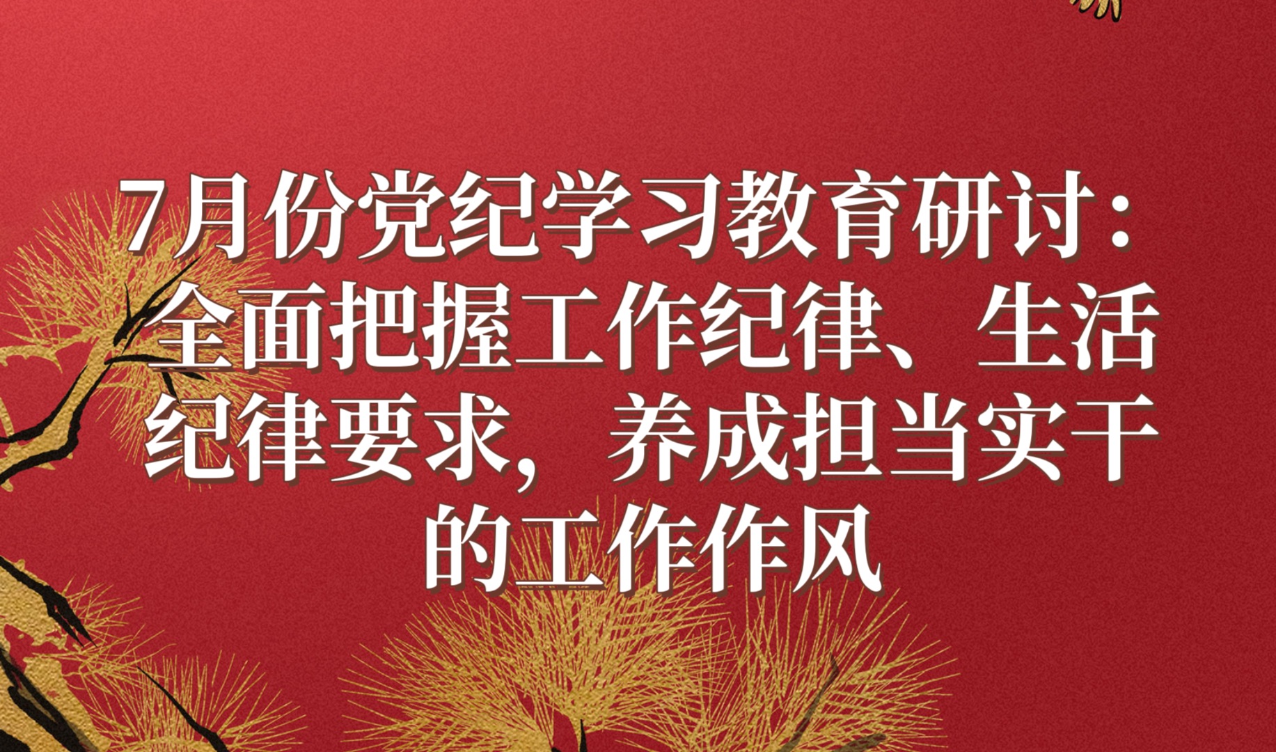 7月份党纪学习教育研讨:全面把握工作纪律,生活纪律要求,养成担当实干