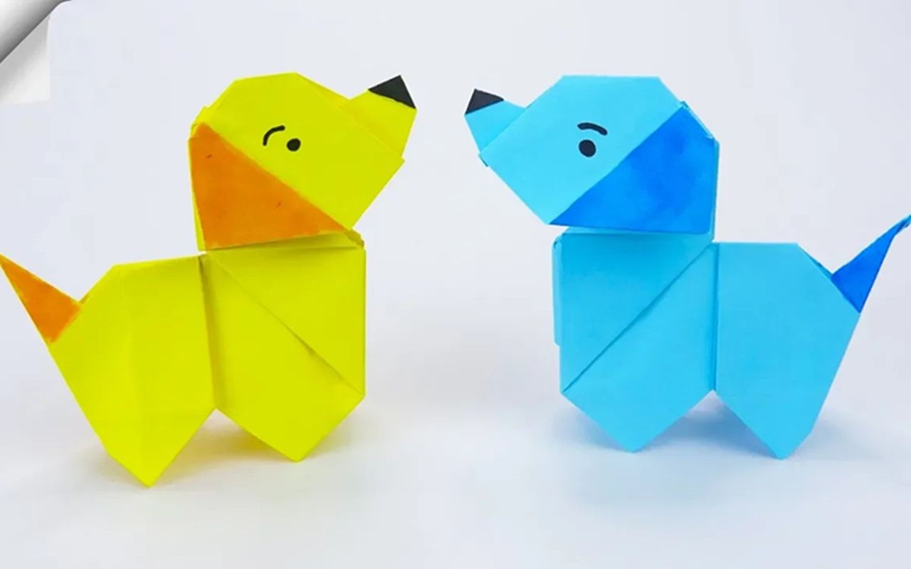 一张纸教你折可站立的小狗,非常可爱做法也简单,手工折纸教程