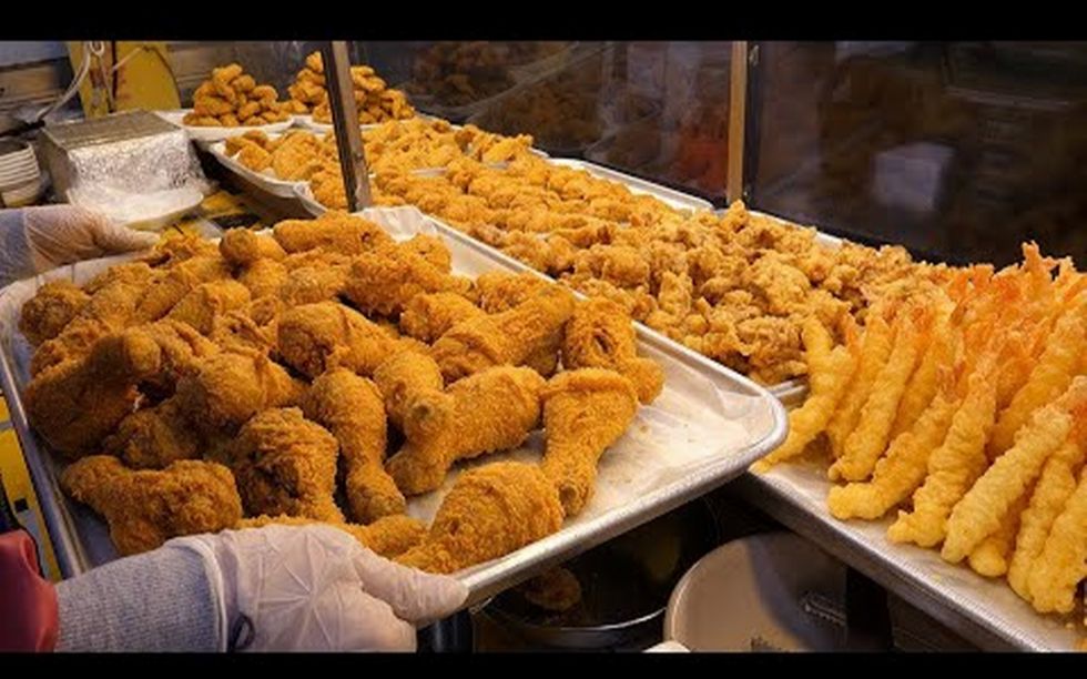 炸鸡 韩国棒子高丽日本 料理 街边小吃 东亚美食 夜市 路边摊美食制作