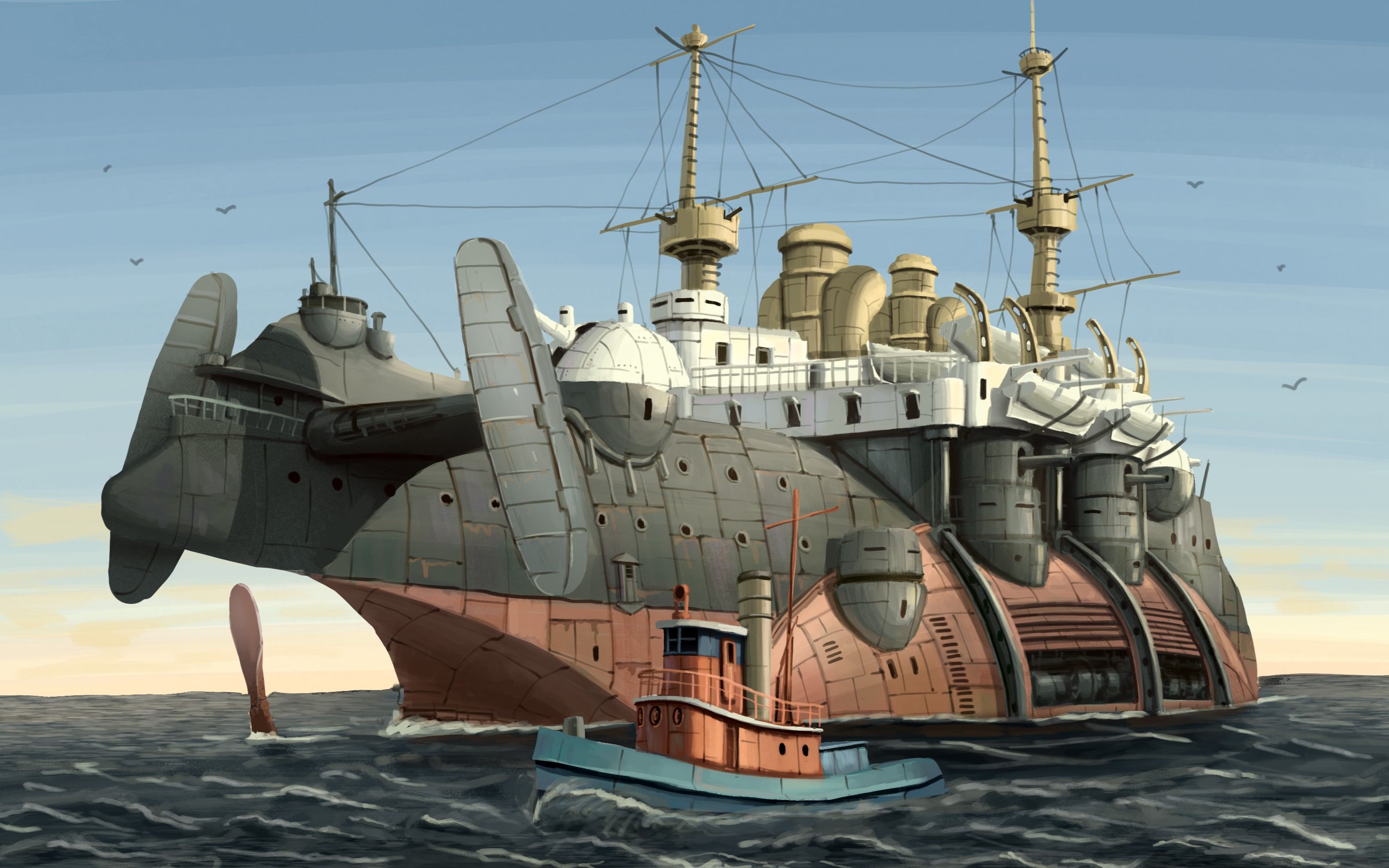 【绘画过程】庞然巨物(两栖空中战列舰)