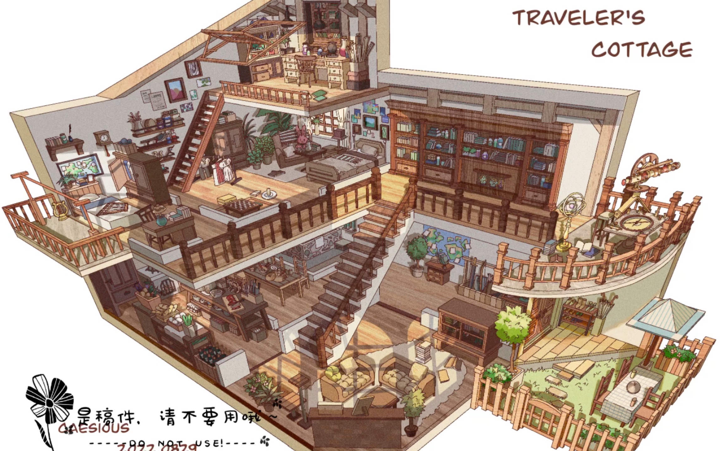 【procreate】oc小屋稿件——Traveler's Cottage哔哩哔哩bilibili