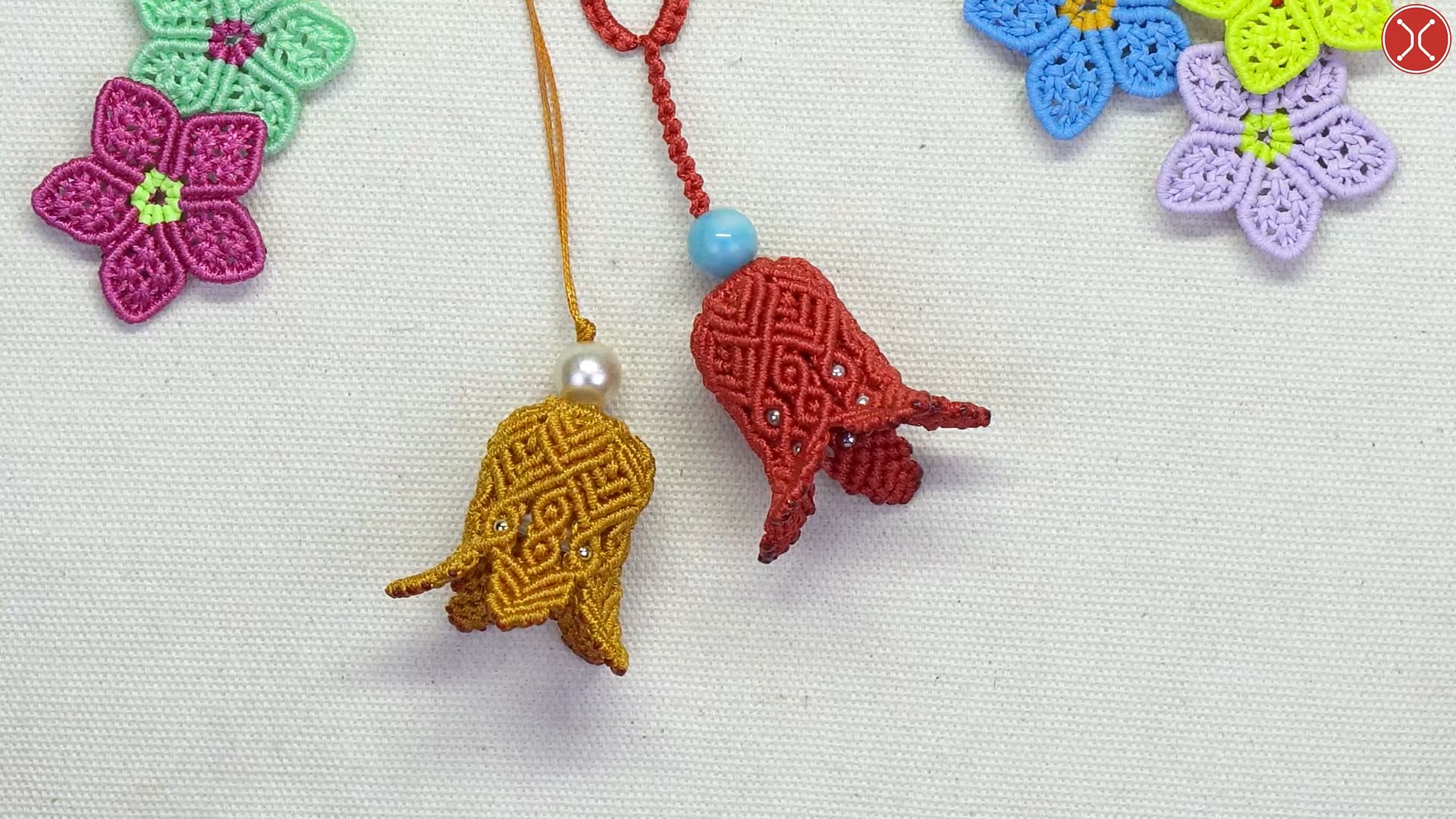 【macrame tita】圣诞铃铛绳编挂件编制教程macrame keychain
