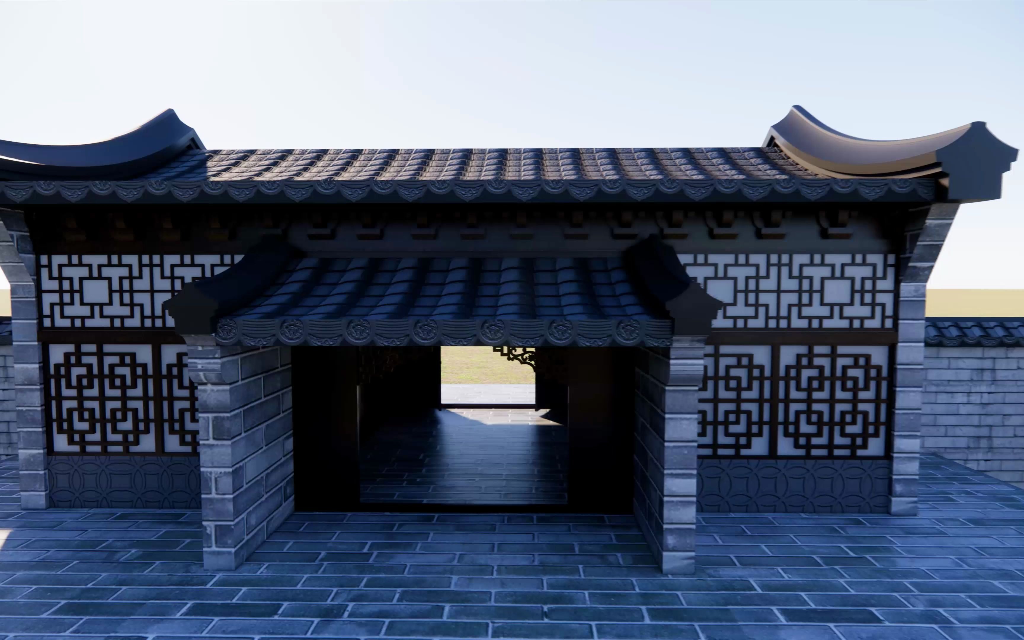  九阴真经ol>苏州义庄场景还原,su建模