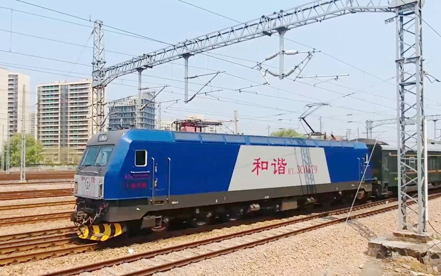 西安至宁波全程24小时hxd3c牵引k465次列车途径杭州艮山门