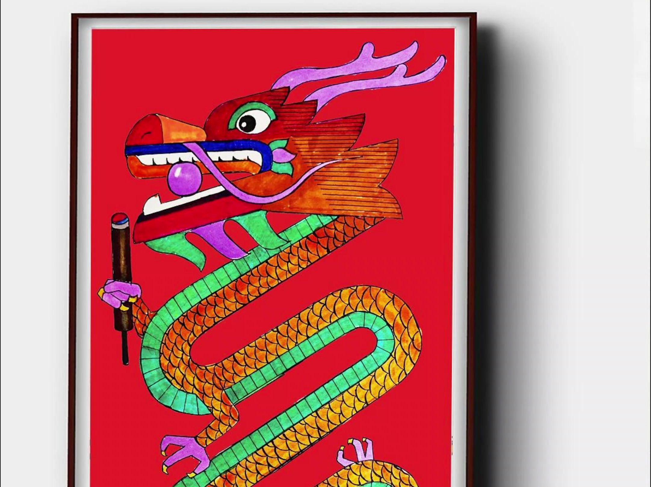 挑战用茶渍画一条好运龙