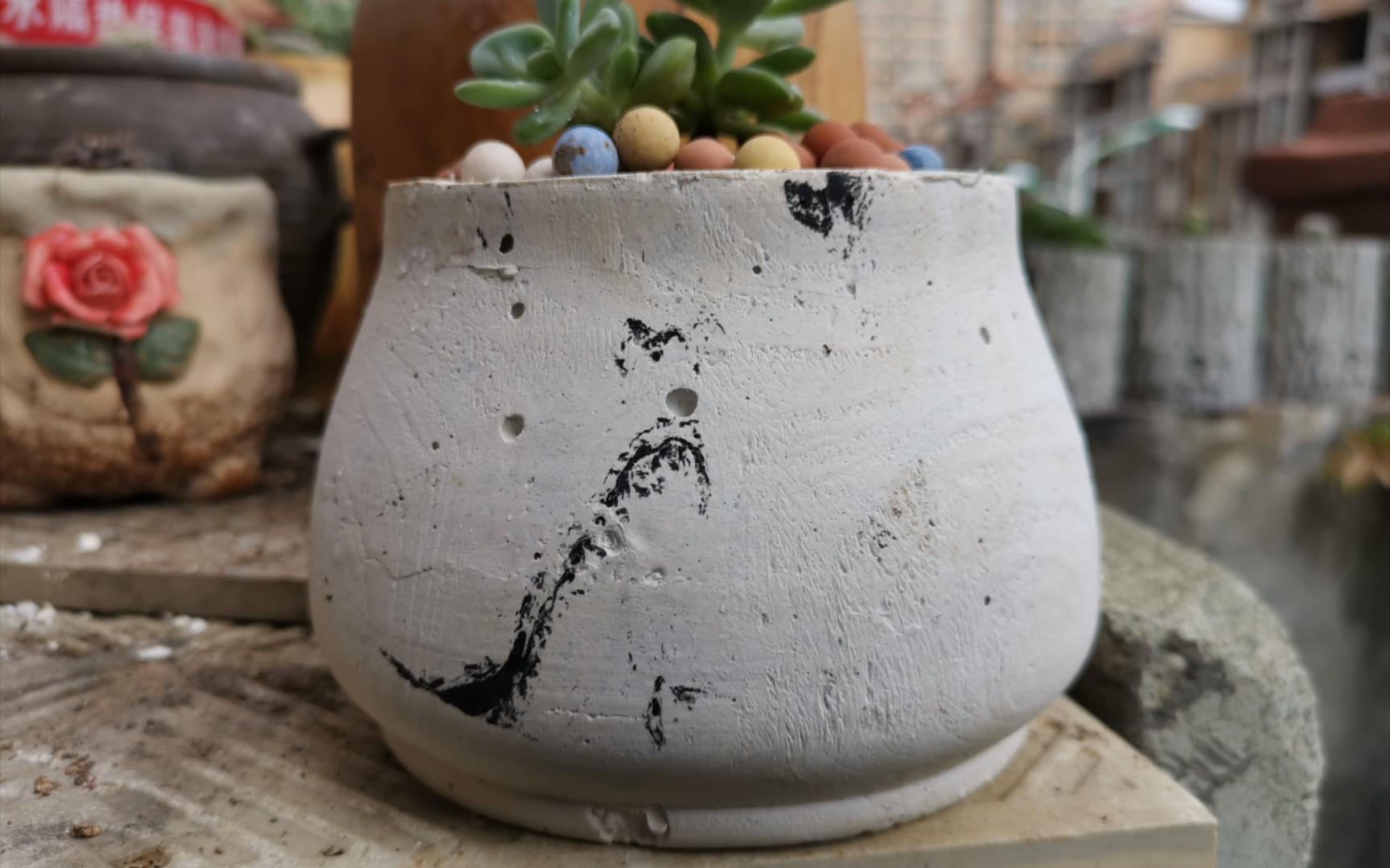 硅胶模具手工diy白水泥多肉花盆桌面绿植摆件