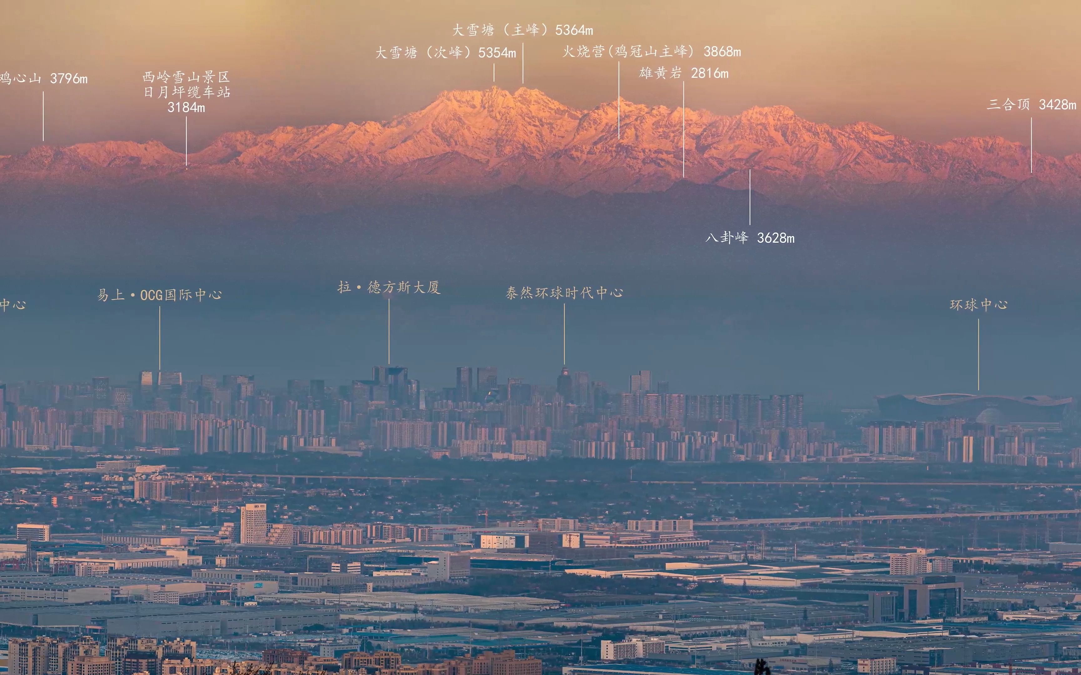 2023年开山节 · 在成都遥望雪山 · 雪山长幅图