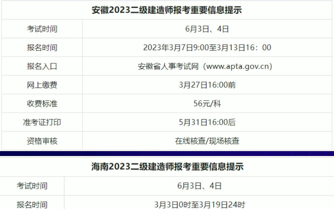 安徽、海南发布2023年二建报名通知哔哩哔哩bilibili