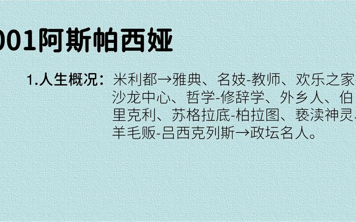 001阿斯帕西娅:教师、哲学修辞学、伯里克利、苏格拉底哔哩哔哩bilibili