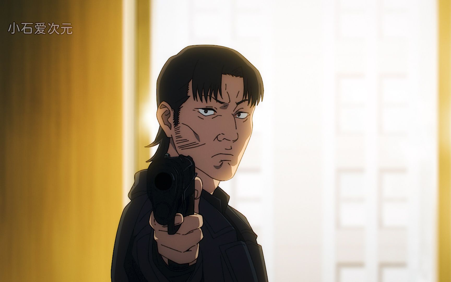 枪之恶魔想要电次的心脏,男子从衣服里掏出一把手枪!